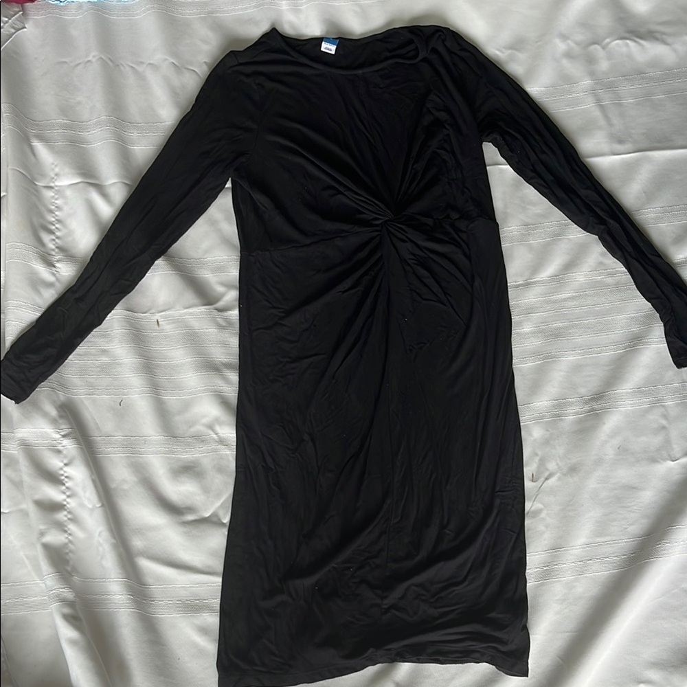 Cotton Maternity Black Long Sleeve Dress